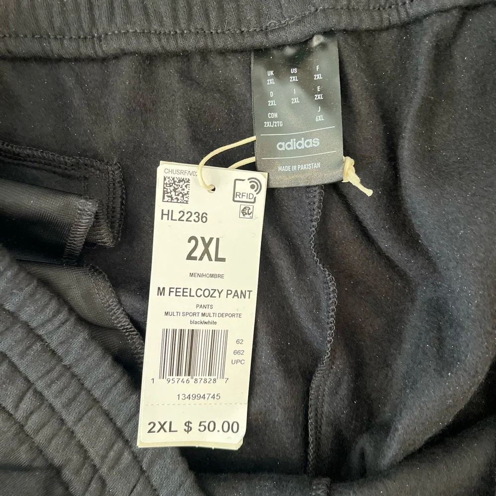 Adidas Men’s Essentials Regular Fit Jogger Feel Cozy Pants Tapered Leg Black 2XL